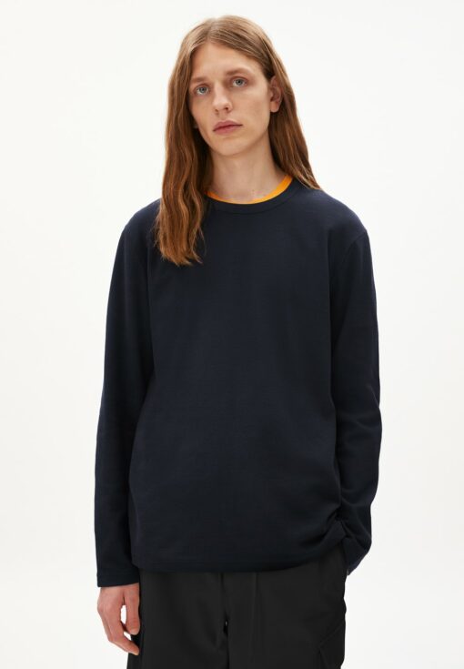 armedangels-longsleeve-trui-johaan-waffle-donkerblauw