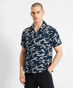 dedicated-brand-shirt-marstrand-brushed-waves-navy