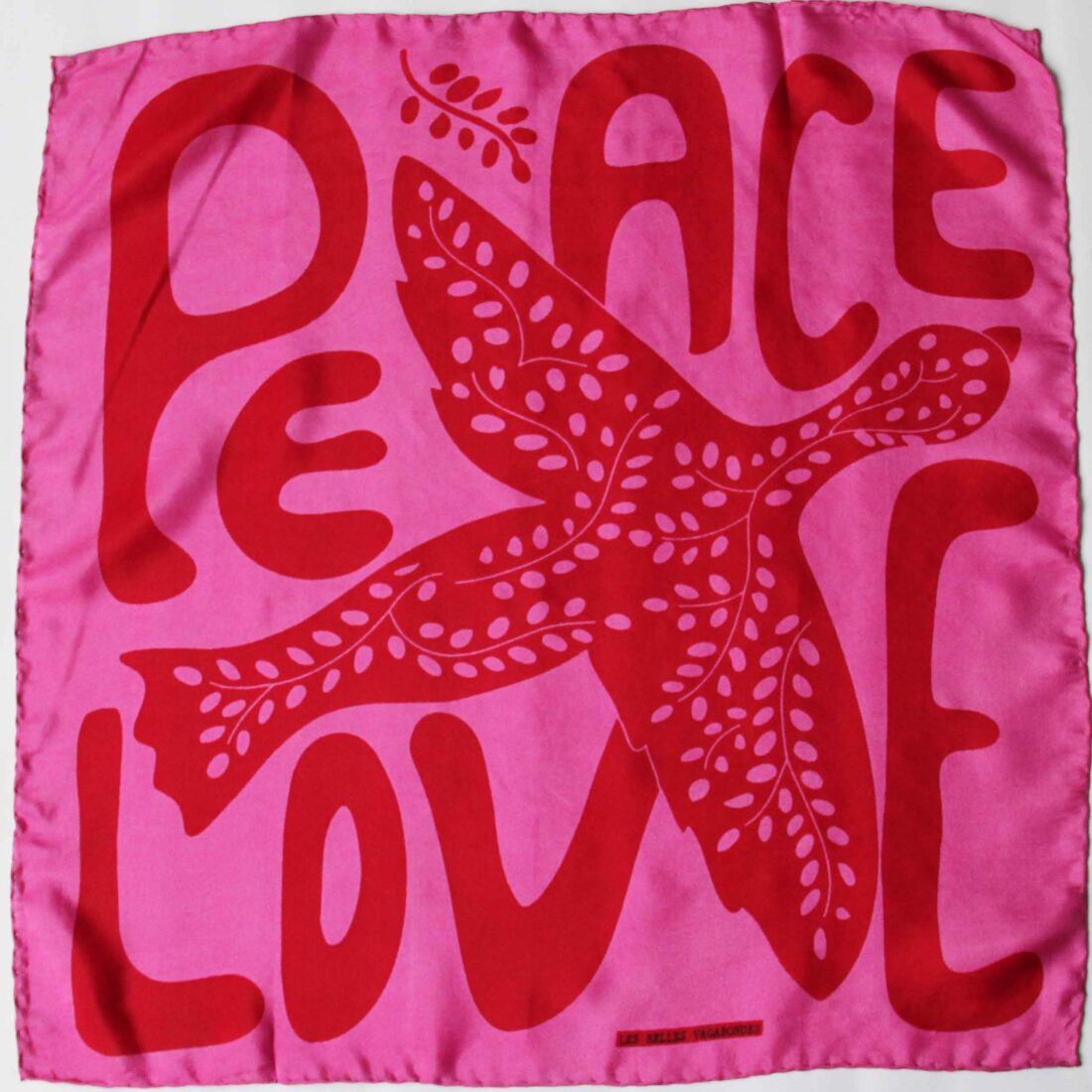 sjaal-mini-peace-and-love-marine-fuchsia