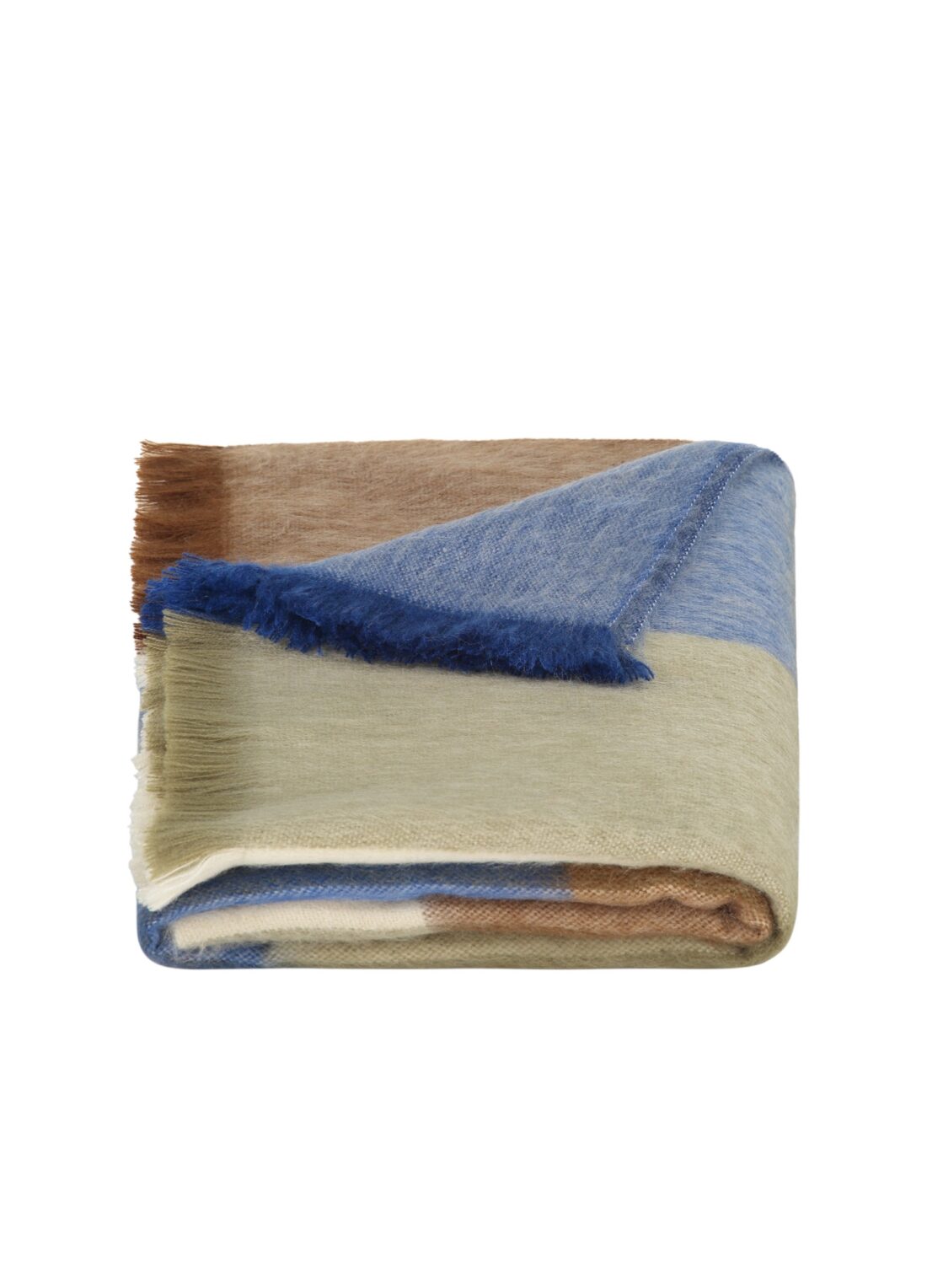 Alpaca Loca Sjaal Blocked Cobalt Blue, Camel, Naturals - Afbeelding 3
