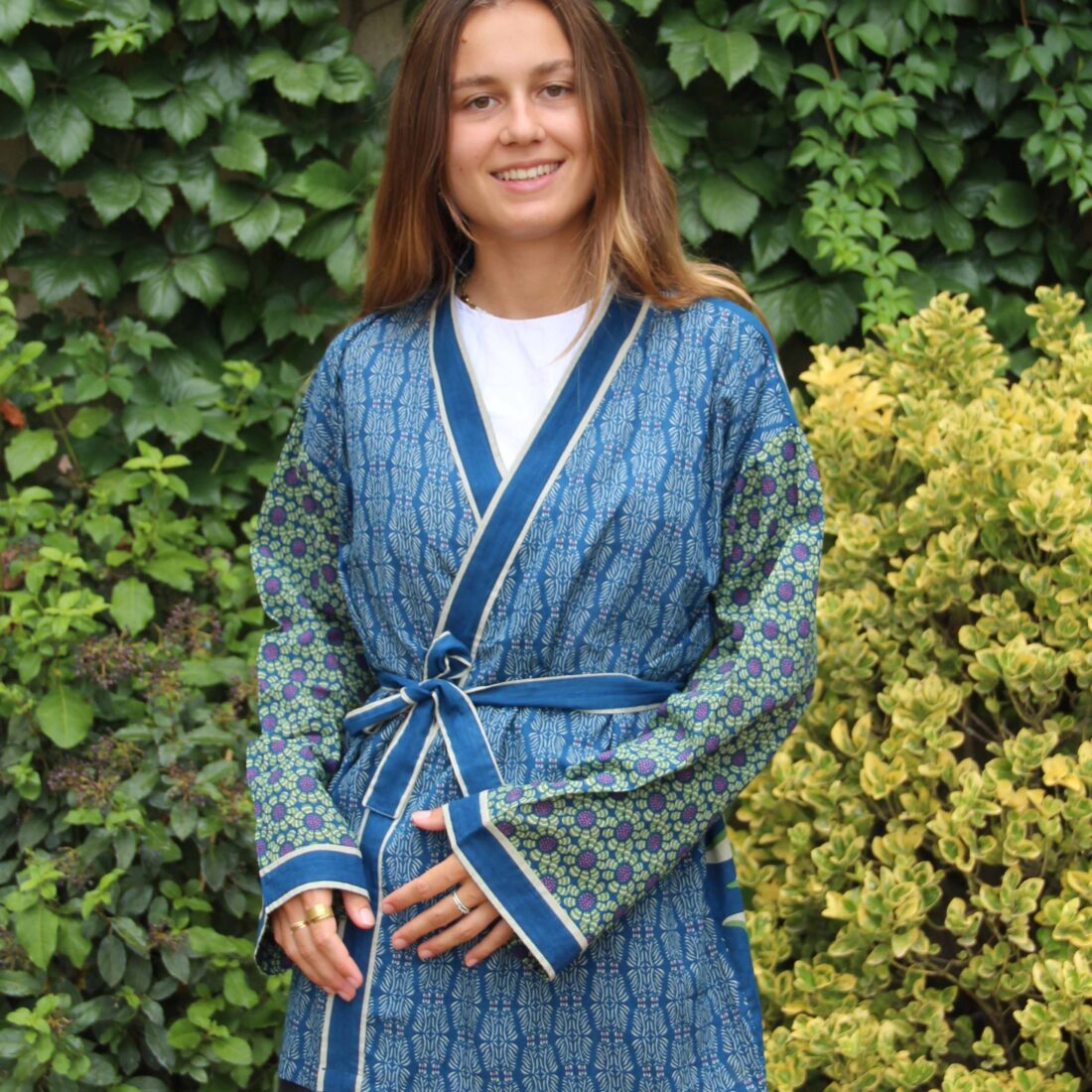 Kimono Biokatoen Sunflower Marine Navy - Afbeelding 3