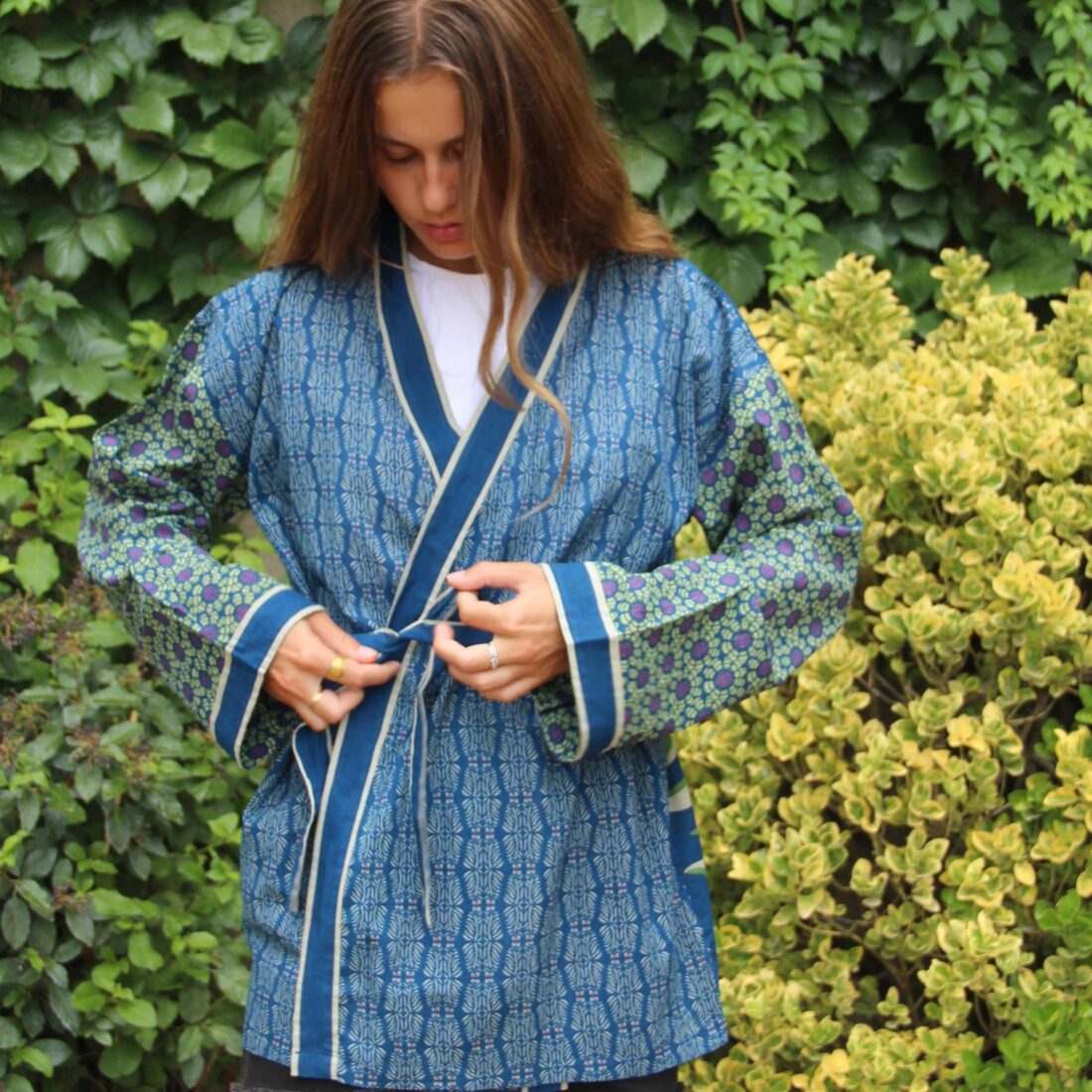 Kimono Biokatoen Sunflower Marine Navy - Afbeelding 4