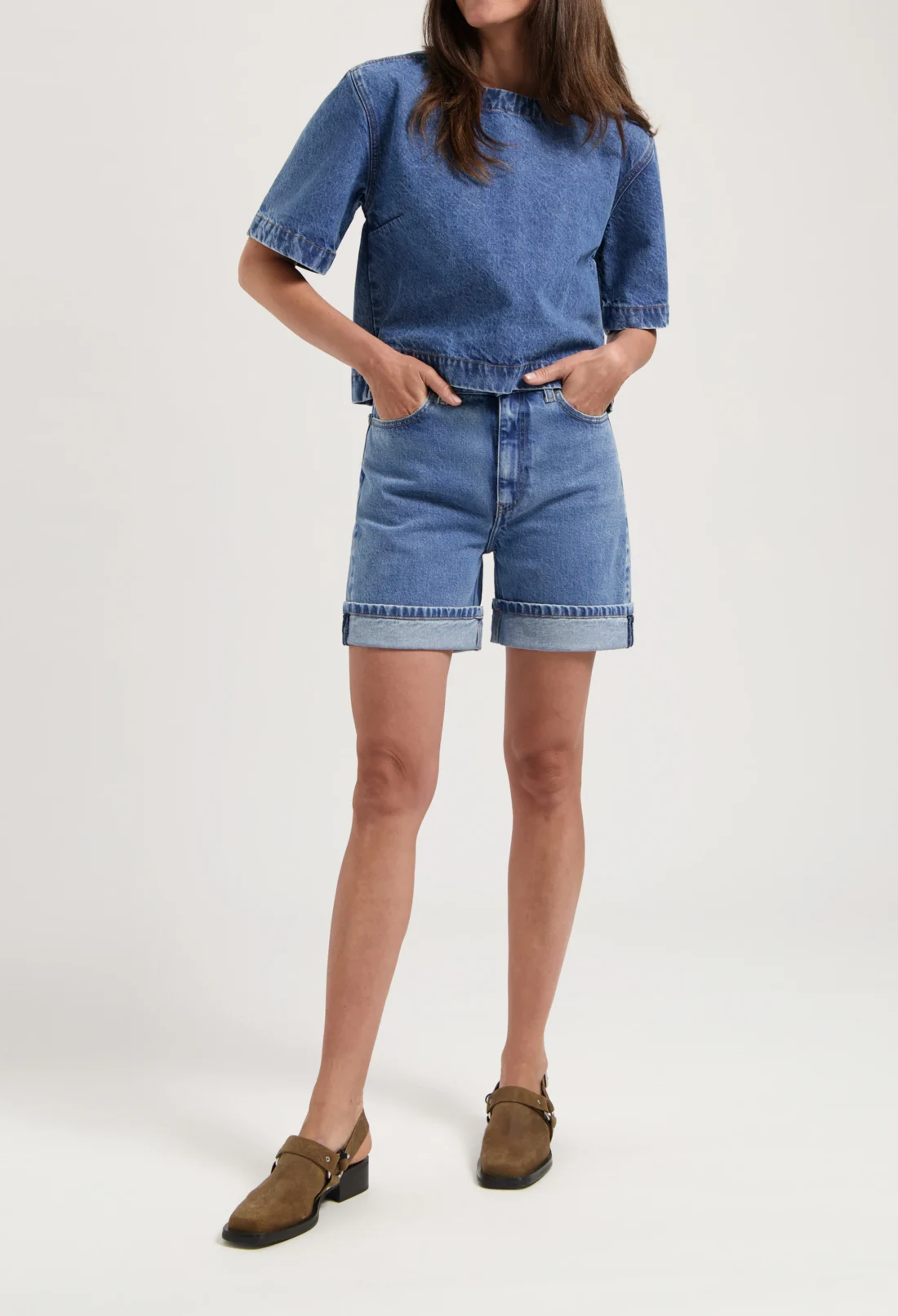 MUD Jeans | Luna Mid Shorts | Stone Vintage - Afbeelding 4