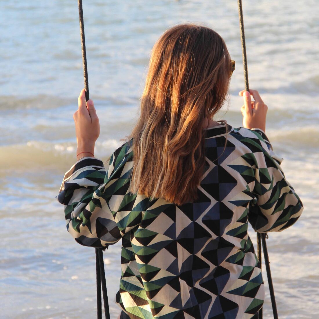 Kimono Biokatoen Polygone Noir - Afbeelding 2