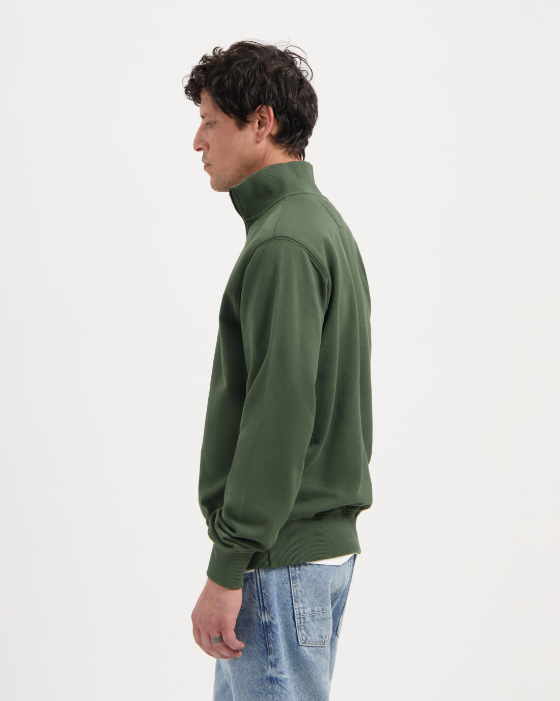 Kuyichi | Sweater Vince Zip Moss Green - Afbeelding 4