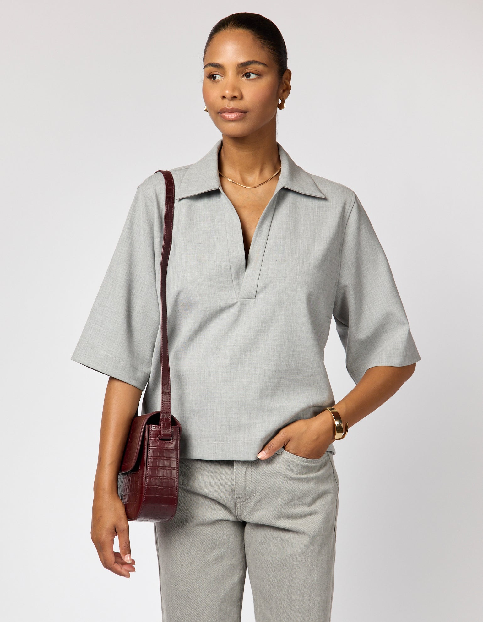 O My Bag | Tas Nina | Dark Cherry Croco Print - Afbeelding 9