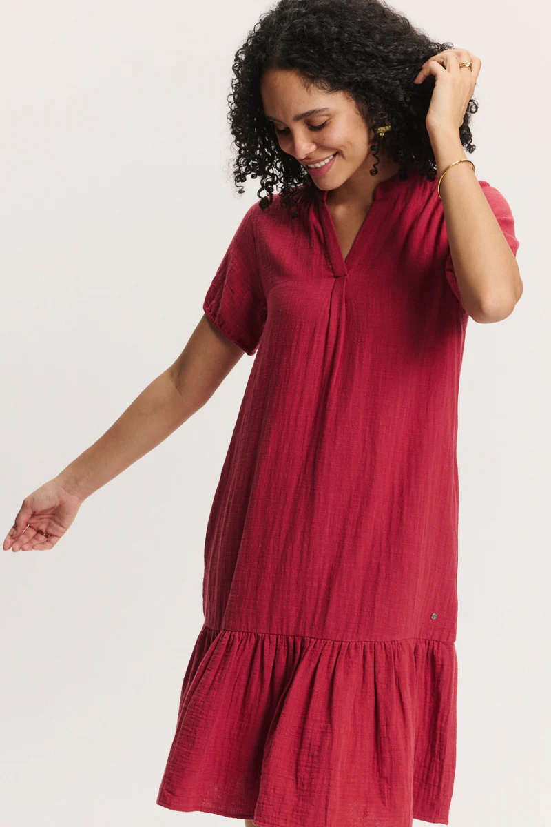 Tranquillo | Jurk Victoriaa Garnet Red - Afbeelding 4