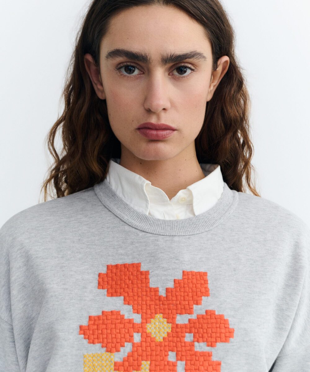 Alternative view of Thinking Mu Sweater Jodie Poppy Grey