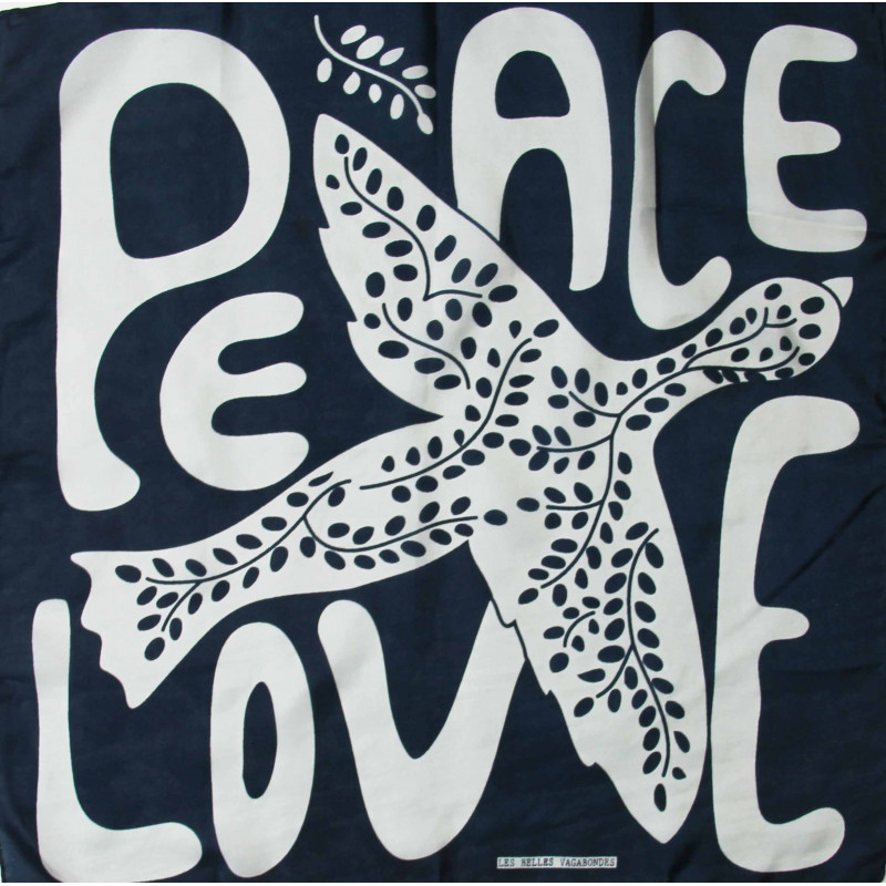 Alternative view of Sjaal Mini Peace and Love Marine Navy